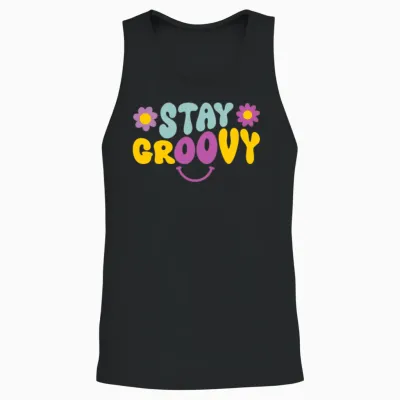 Stay Groovy Retro Unisex Tank Top - Black
