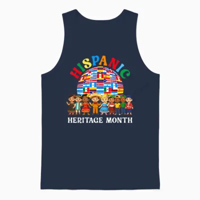 Hispanic Heritage Month All Latin Countries Boys Girls Unisex Tank Top - Navy