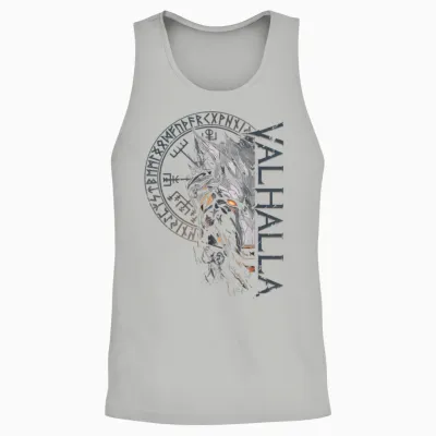 Valhalla Wolf Wolves Odins Runes Nordic Compass Viking Unisex Tank Top - Ash