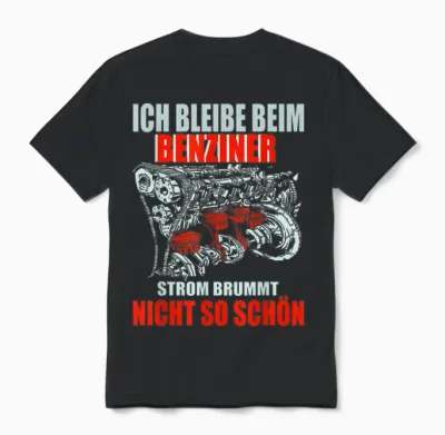 Anti Electric Car E-Car Petrol Engine Burner Motor T-Shirt, Black Unisex T-Shirt - Black