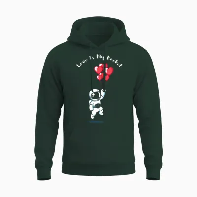 Astronaut Valentine Quote Hearts Day Valentines Unisex Hoodie - Forest