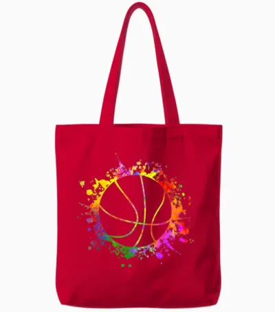 Basketball Colorful Splash Teen Girls Basketball Trainer T-Shirt, White Tote Bags - Red