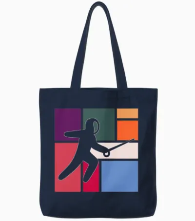 Vintage Fencing Duel Tote Bags - Navy