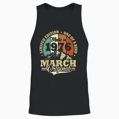 Vintage March 1976 Humor Gift Birthday 50 Years Unisex Tank Top - Black