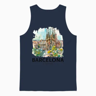 Barcelona Spain Espana Unisex Tank Top - Navy