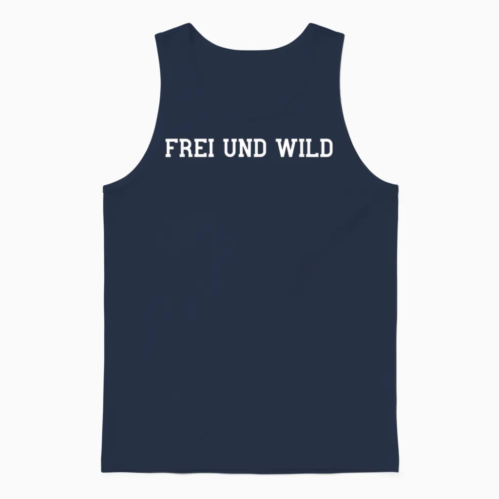 Frei Und Wild Freiheit Genießen Wild Sein Wilder Am Wildes Unisex Tank Top in Navy