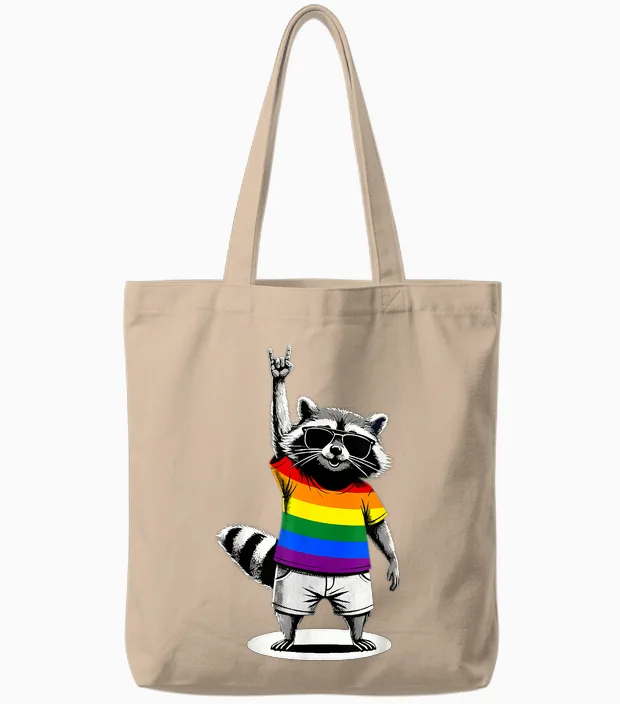 Waschbär Lgbtq Pride Month Tote Bags in Natural