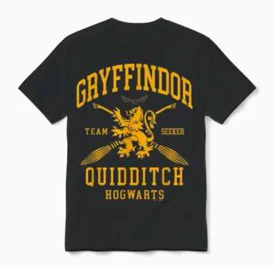 Harry Potter Gryffindor Quidditch Arch T-Shirt, Red, S Unisex T-Shirt - Black
