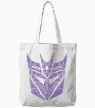 Transformers Decepticons Purple Icon Filled Logo Tote Bags - White