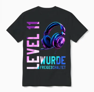 11. Geburtstag Junge Mädchen 11 Jahre Level 11 Unisex T-Shirt - Black