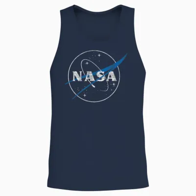 Vintage Solar System with Nasa Meatball Logo Unisex Tank Top - Navy