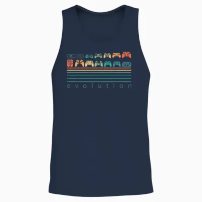 Video Game Controller Evolution 80s 90s Retro Gaming Gamer Unisex Tank Top - Navy