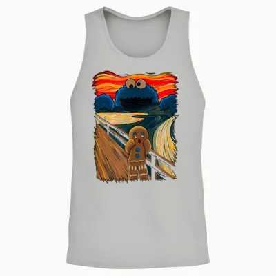 Cookie Muncher the Scream Munch Monster Joke T-Shirt, Black Unisex Tank Top - Ash