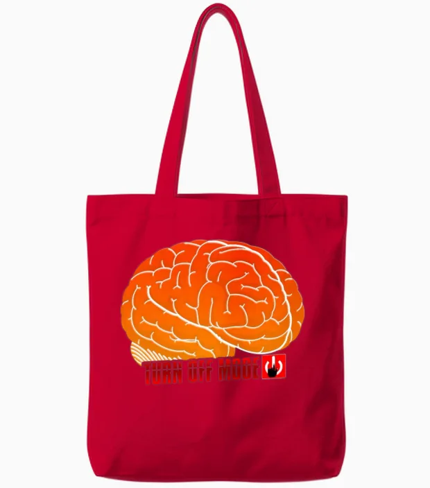 Brain Self Control Turn off Relax Work Mode On Tote Bags in Red