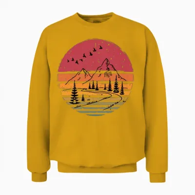 Nature Design Retro Background Unisex Sweatshirt - Gold