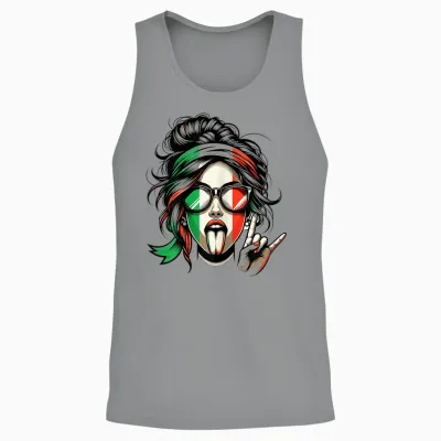 Artipalati Geschenke Italienisches Damen T-Shirt Mit Kurzarm in Weiß Und Bunt, Größe Xs, Klassisches Italien-Flaggen-Design, Ideal Für Geburtstage Unisex Tank Top - Sport Grey