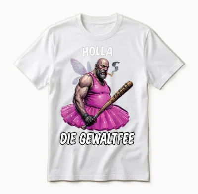 Holla Die Gewaltfee Meme Party Sarkasmus Lustige Sprüche Unisex T-Shirt - White