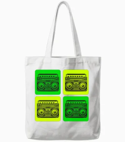 Retro Boombox Vibes Tote Bags - White
