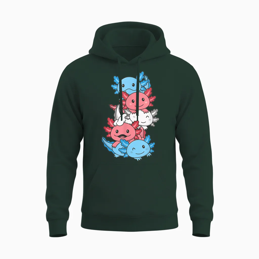 Cute Animals Lgbtq+ Pride Month Transgender Flagge Pride Monat Lgbtq Transgender Axolotl T-Shirt Schwarz Unisex Klein Eu S Klassisch Kurzarm Unisex Hoodie in Forest