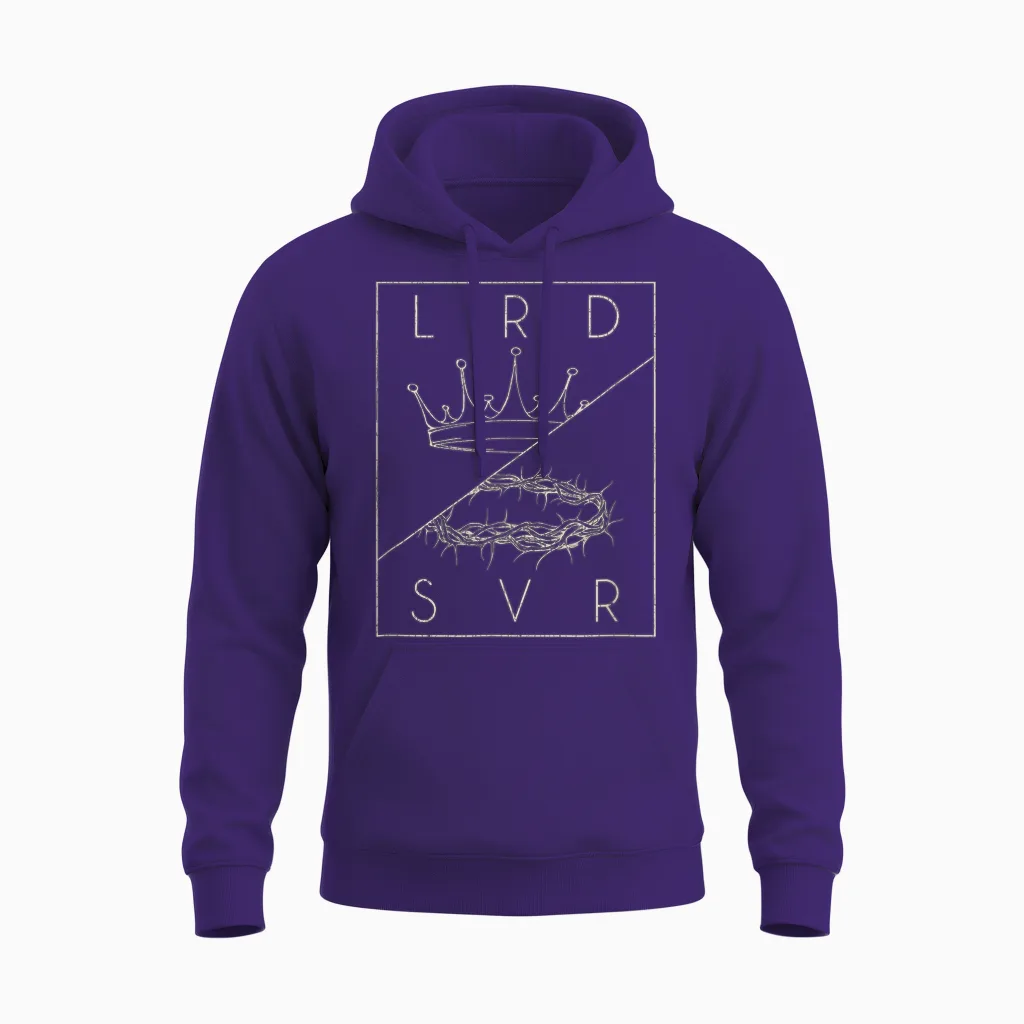Vintage Retro Jesus Christian Lord & Savior Graphic Unisex Hoodie in Purple