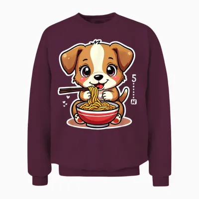 Ramen Dog Anime - Kawaii Otaku Clothes Manga Clothes T-Shirt, Black, S Unisex Sweatshirt - Maroon