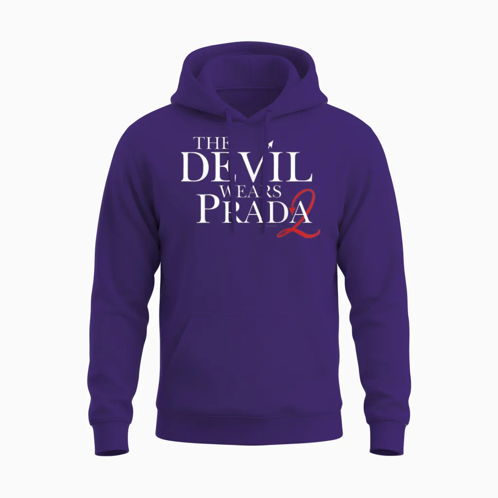 The Devil Wears Prada 2 Official Logo 2 as Red Devil's Tail Unisex Hoodie in Purple