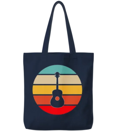 Guitar Retro Tote Bags - Navy