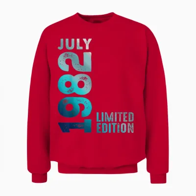 Juillet 1982 Année 1982 Vintage 1982 Rétro 1982 édition Limitée Unisex Sweatshirt - Red