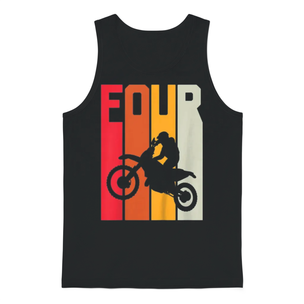 4th Birthday Retro Motocross Unisex Tank Top - Black