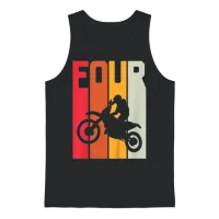 4th Birthday Retro Motocross Unisex Tank Top - Black – 1