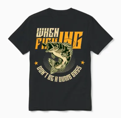 When Fishing Funny Sleeve Unisex T-Shirt - Black