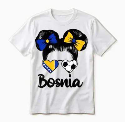 Bosnische Flagge Mädchen Stolze Bosnien Fans Girls Unisex T-Shirt - White
