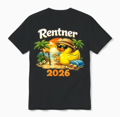 Ruhestand Pensionierung Rente 2026 Ente Rentner Unisex T-Shirt - Black