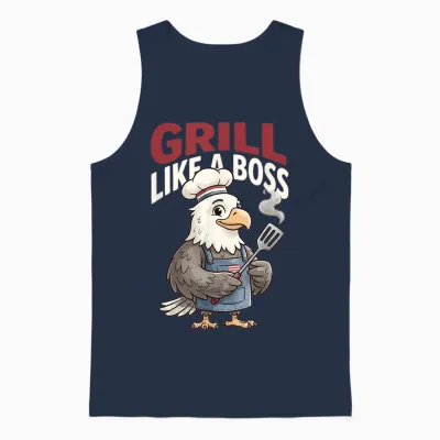 Grill Like a Boss Humour Maître Patriotique Chauve Unisex Tank Top - Navy