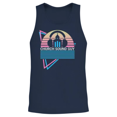 Church Sound Guy Retro Unisex Tank Top - Navy