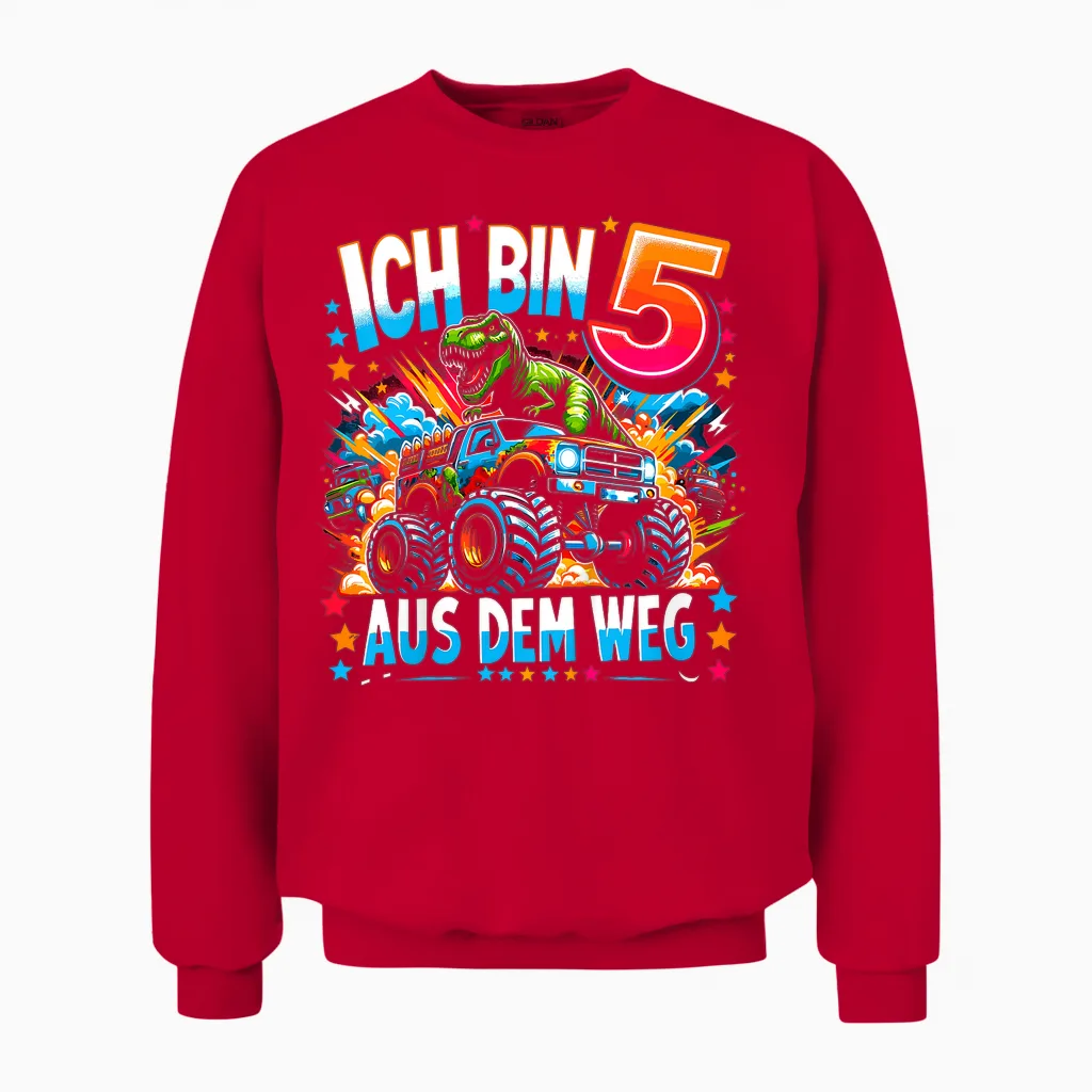 Kinder Ich Bin 5 5. Geburtstag Junge Fünf Jahre Jungs Unisex Sweatshirt in Red