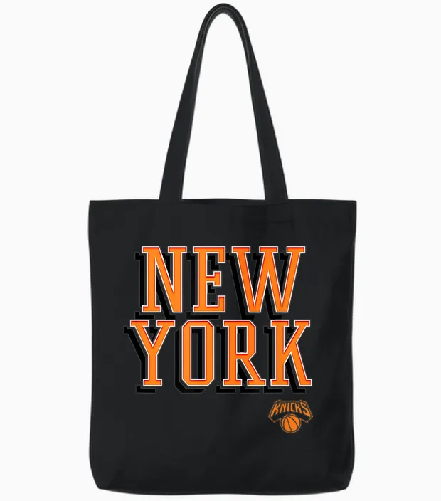 Logo Nba - New York Knicks City Wordmark Tote Bags in Black