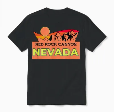 Red Rock Canyon Nevada Travel Souvenir Vintage Retro Sunset T-Shirt, Black, S Unisex T-Shirt - Black