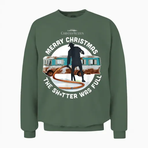 National Lampoon's Christmas Vacation - the Shitter Was Full Unisex Sweatshirt - Military Green