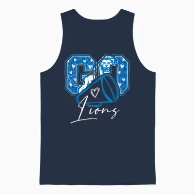 Go Cheer Lions Design Shirt for Men Women Girls Unisex Tank Top - Navy