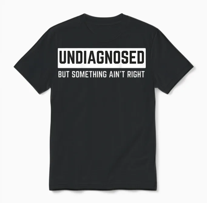 (on Back) Undiagnosed but Something Ain't Right Funny Saying Unisex T-Shirt in Black