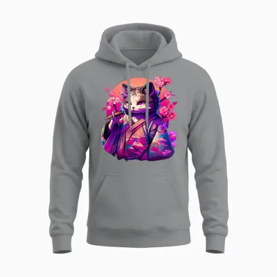 Cat Kimono Unisex Hoodie - Sport Grey