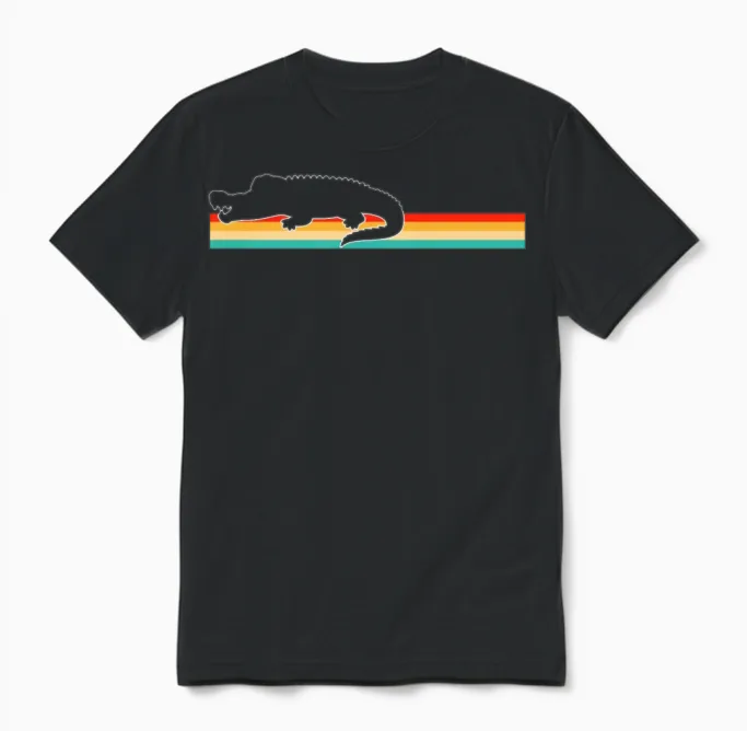 Crocodile Retro Unisex T-Shirt in Black