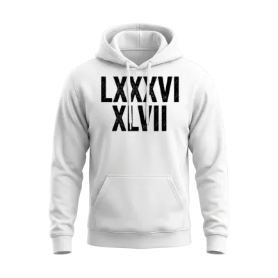 8647 Lxxxvi Xlvii Roman Numerals Subtle Anti Trump Unisex Hoodie - White