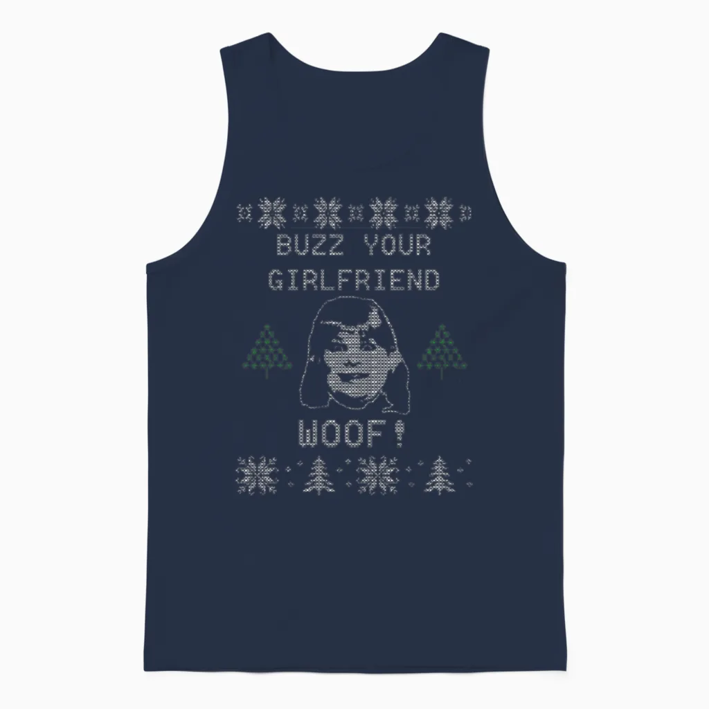 Buzz You Girlfriend Woof Couples & Matching Gift Unisex Tank Top in Navy
