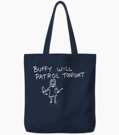 Buffy the Vampire Slayer Buffy Will Patrol Tonight Tote Bags - Navy