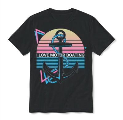 Boating Retro Unisex T-Shirt - Black