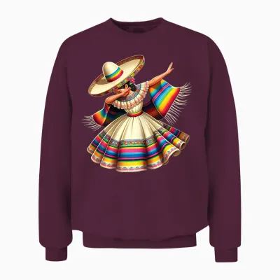 Dabbing Poncho for Mexican Girls Cinco De Mayo Sombrero Dab Women Unisex Sweatshirt - Maroon