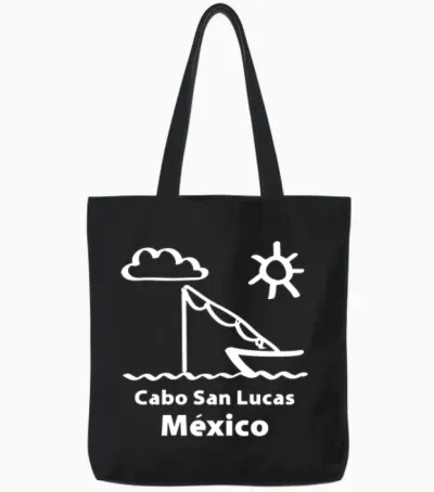 Cabo San Lucas Mexico Fishing Vacation Trip Beach Tote Bags - Black