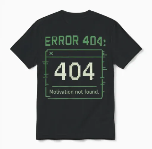Mistake 404 Motivation Not Found Matrix Dark Humor Unisex T-Shirt - Black